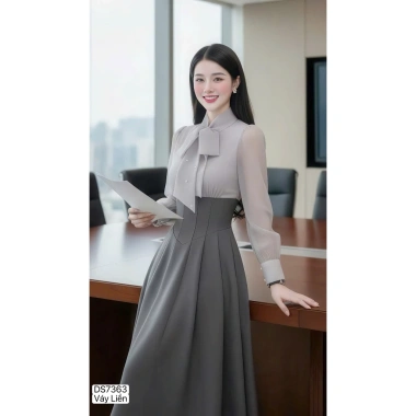 Váy Xòe DVC Ghi Cổ Nơ Phối Tơ DS7.363 - Dolce Viva Collection - Giá 520k 9 Váy Xòe DVC Ghi Cổ Nơ Phối Tơ DS7.363 - Dolce Viva Collection - Giá 520k 9