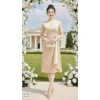 Váy Xòe Kem Cổ Yếm Hở Vai Dài Tay Phối Bèo - Giá chỉ 500k DS7.513 DVC Dolce Viva