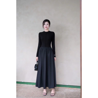 Váy xoè thun cổ tròn dáng dài thanh lịch Ladorée giá chỉ 580.000₫ giảm sâu 3