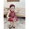 Váy yếm Trung Thu gấm đỏ bé gái - Đẹp sang, thoải mái đi tiệc, đi chơi, giá ưu đãi 275k 4