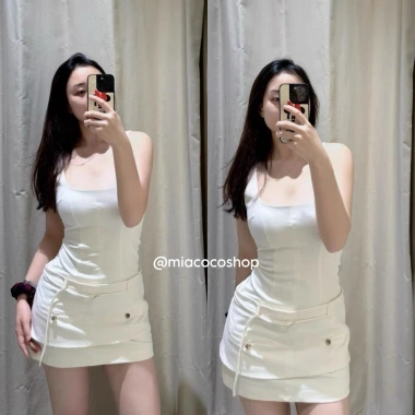 Váy Za SlimFit hai dây ngắn thắt eo - Hàng hiệu full tag, giá ưu đãi 263.517₫
