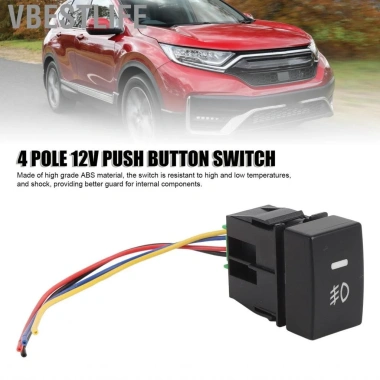 VBESTLIFE 4 Cực 12V Công tắc nút nhấn LED đèn báo nền cho Fog DRL Light Bar - Thích hợp City, Fit, Jazz, HR, Vezel