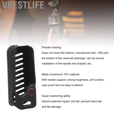 VBESTLIFE Bohemia-VN Rastky Case TPU ShockProof cho Action Camera và Dây đeo cổ tay đen 3 lớp bảo vệ 6