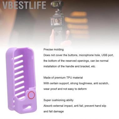 VBESTLIFE Bohemia-VN Rastky Case TPU ShockProof cho Action Camera và Dây đeo cổ tay đen 3 lớp bảo vệ 8