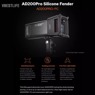 VBESTLIFE Godox AD200Pro-PC Giá đỡ đèn flash bảo vệ chống va đập, thay thế - Giá chỉ 444.400 VND