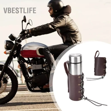 VBESTLIFE Người giữ cốc xe máy Fydun PU Leather - Điều chỉnh chai nước, màu nâu 2