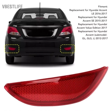 VBESTLIFE Ốp phản quang cản sau đỏ - Thay thế sốc cho Accent LE SE, 115.500₫ 9