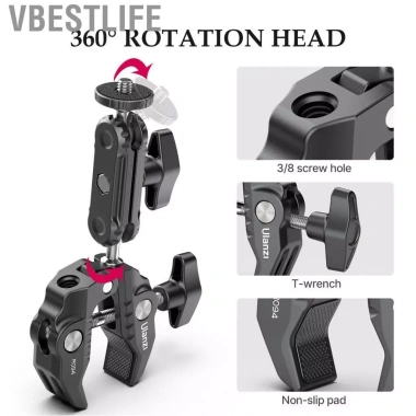 VBESTLIFE Ulanzi R094 Giá đỡ bóng siêu kẹp đa chức năng hợp kim nhôm đầu bi xoay 360 độ kép 1/4-3/8 inch chịu tải 1,5kg giá chỉ 385.000 VND