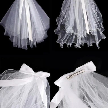 Veil Trắng Lãng Mạn Nơ Phồng - Phụ Kiện Cô Dâu Đám Cưới, Giá 39.600 VND 6 Veil Trắng Lãng Mạn Nơ Phồng - Phụ Kiện Cô Dâu Đám Cưới, Giá 39.600 VND 6