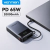 Vention 65W 20.000mAh – 3 Cổng Sạc Nhanh Laptop/Phone, Cáp Tích Hợp, BH 12 Tháng
