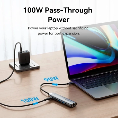 Vention Hub Type-C 6 trong 1 PD100W Mini - USB-A, USB3.0 5Gbps, HDMI, Tốc độ cao, Giá ưu đãi 355.300₫ 3