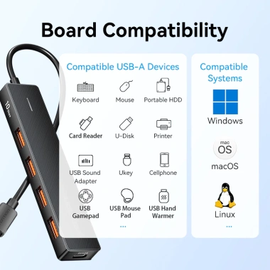 Vention Hub USB 5 trong 1 C sang 3.2 Gen 2 Type-A 4 cổng 10Gbps cho Windows, MacOS, Linux - Giá ưu đãi 249.700₫ 8