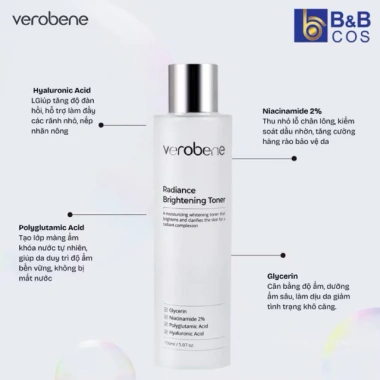 Verobene Radiance Brightening Toner 150ml - Toner làm sáng da, tăng rạng rỡ, giá ưu đãi 115.000 VND