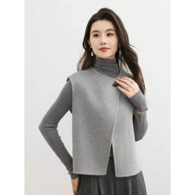 Vest len cổ tròn nữ màu xám phong cách mới thời trang xuân thu, giá 244.619 đồng