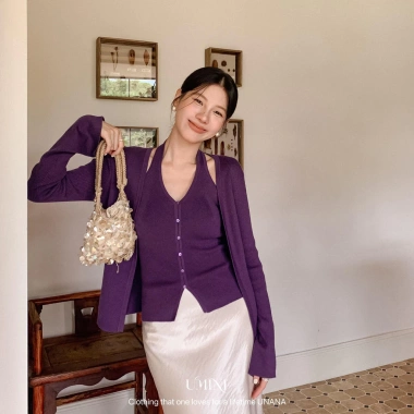 Vest len dệt kim sang trọng cổ chữ V, form ôm, thời trang - Giá ưu đãi 117.612₫