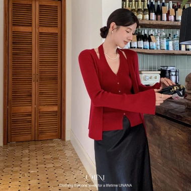 Vest len dệt kim sang trọng cổ chữ V, form ôm, thời trang - Giá ưu đãi 117.612₫