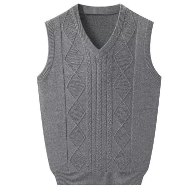 Vest len nam thu đông cổ chữ V màu trơn, dệt kim dày - Giá chỉ 312.683₫ 2