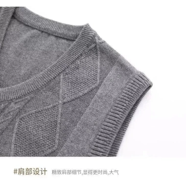 Vest len nam thu đông cổ chữ V màu trơn, dệt kim dày - Giá chỉ 312.683₫ 4