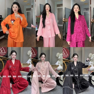 Vest lụa mịn tay dài, phom rộng 6 nút - Bộ pijama cho phụ nữ, giá ưu đãi 279.000₫