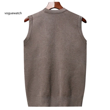 Vest nam áo len không tay kẻ sọc mềm mại, cổ V, phù hợp trung niên - giảm 23%