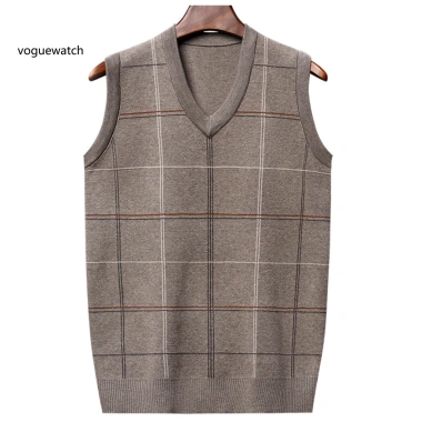Vest nam áo len không tay kẻ sọc mềm mại, cổ V, phù hợp trung niên - giảm 23% 4 Vest nam áo len không tay kẻ sọc mềm mại, cổ V, phù hợp trung niên - giảm 23% 4