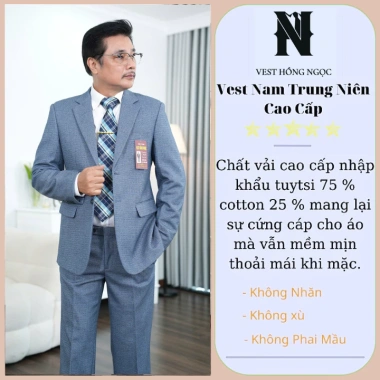 Vest Nam Trung Niên Cao Cấp - Chất Liệu Nhập Khẩu, Bộ Com Lê Nam, Giá ưu đãi 918.000₫ 2