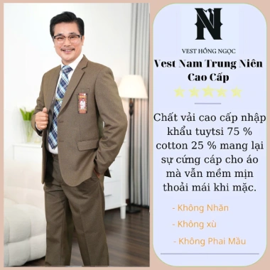 Vest Nam Trung Niên Cao Cấp - Chất Liệu Nhập Khẩu, Bộ Com Lê Nam, Giá ưu đãi 918.000₫ 6