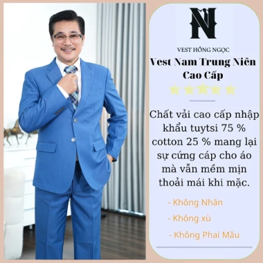 Vest Nam Trung Niên Cao Cấp - Chất Liệu Nhập Khẩu, Bộ Com Lê Nam, Giá ưu đãi 918.000₫ 10