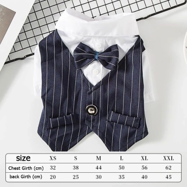 Vest Thú Cưng Dáng Tây Sọc và Nơ Bướm Thoáng Khí Quanh Năm Cho Mèo và Chó Nhỏ - Hoàn Hảo Tiệc Cưới và Party