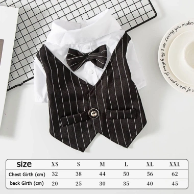 Vest Thú Cưng Dáng Tây Sọc và Nơ Bướm Thoáng Khí Quanh Năm Cho Mèo và Chó Nhỏ - Hoàn Hảo Tiệc Cưới và Party