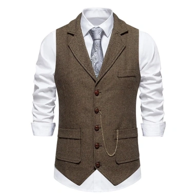 Vest Tweed Retro phong cách châu Âu, cổ áo xương cá, phù hợp mọi giới tính