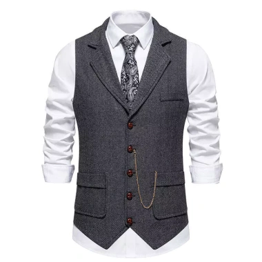 Vest Tweed Retro phong cách châu Âu, cổ áo xương cá, phù hợp mọi giới tính 2