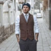 Vest Tweed Retro phong cách châu Âu, cổ áo xương cá, phù hợp mọi giới tính 3