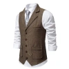 Vest Tweed Retro phong cách châu Âu, cổ áo xương cá, phù hợp mọi giới tính 4