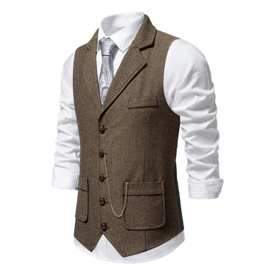 Vest Tweed Retro phong cách châu Âu, cổ áo xương cá, phù hợp mọi giới tính 4