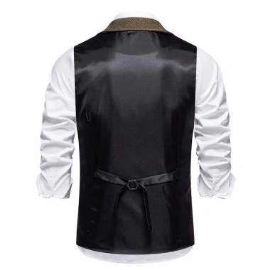 Vest Tweed Retro phong cách châu Âu, cổ áo xương cá, phù hợp mọi giới tính 5