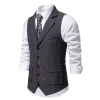 Vest Tweed Retro phong cách châu Âu, cổ áo xương cá, phù hợp mọi giới tính 6