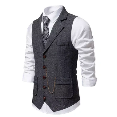 Vest Tweed Retro phong cách châu Âu, cổ áo xương cá, phù hợp mọi giới tính 6