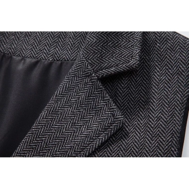 Vest Tweed Retro phong cách châu Âu, cổ áo xương cá, phù hợp mọi giới tính 8