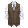 Vest Tweed Retro phong cách châu Âu, cổ áo xương cá, phù hợp mọi giới tính 10