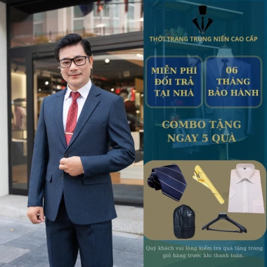 Vestton Nam Trung Niên Vải Italia Cao Cấp - Tặng Cà Vạt, Giá 1.500.000