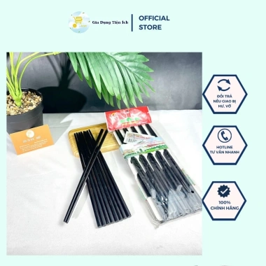 Vỉ 10 Đôi Đũa Gỗ Đen Trường Sơn - Đũa Gắp Thức Ăn, Ăn Cơm, Tiệc Gỗ Tự Nhiên Bền Đẹp Không Mốc, Giá 33.000đ