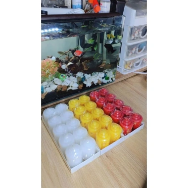 Vỉ 10 viên đèn cầy nến màu vàng trụ cao 4x3cm không mùi, nhiều màu, thích thờ cúng - Giá 69.000₫ 2