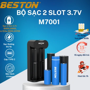 Vĩ 2 Pin Sạc Beston 18.650 3.7V 1.200/1.500mAh Đầu Nhỏ - Sạc Pin M7.001 Giá 48.000đ