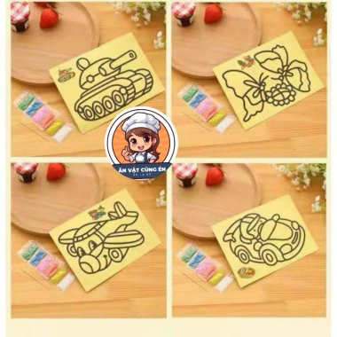 Vỉ 20 Tờ Tranh Cát Cho Bé Tô Màu - Giá Sỉ 45k, Đồ Chơi Tuổi Thơ, Cổng Trường
