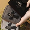 Ví bóp nam da lộn thánh giá chữ thập, nhiều ngăn, chống nước, cúc bấm thời trang