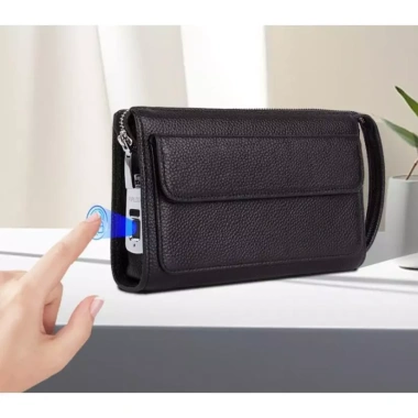 Ví Cầm Tay Clutch Nam Da Bò Cao Cấp, Khóa Vân Tay, Đen - Giá 2.99 Triệu 2