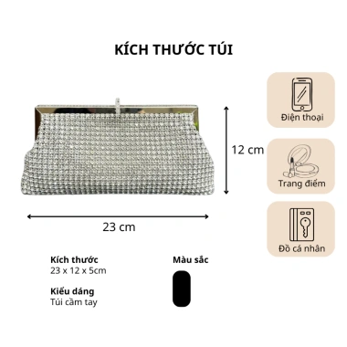 Ví Cầm Tay Cốp Đá Sang Trọng Nhỏ Gọn - Phù Hợp Đi Cưới và Tiệc, Thời Trang Quảng Châu Cao Cấp 399k