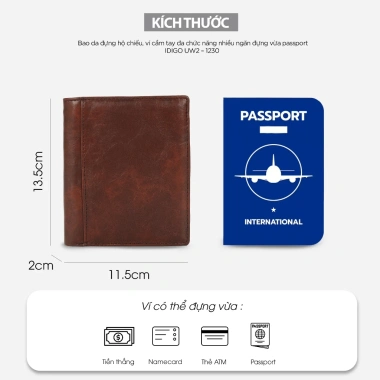 Ví cầm tay đa ngăn IDIGO UW2 1.230 - Đựng passport, thẻ, tiền, giảm giá 17%
