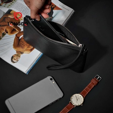 Ví Cầm Tay Nữ Cao Cấp Đen Longdo Leather - Da Thật, Giá Giảm 398.000₫ 4